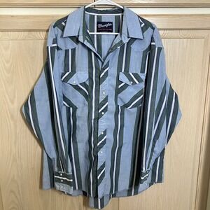 Wrangler Shirt Mens XL X-Long Tall Pockets Pearl Snap Long Sleeve Cowboy Rodeo